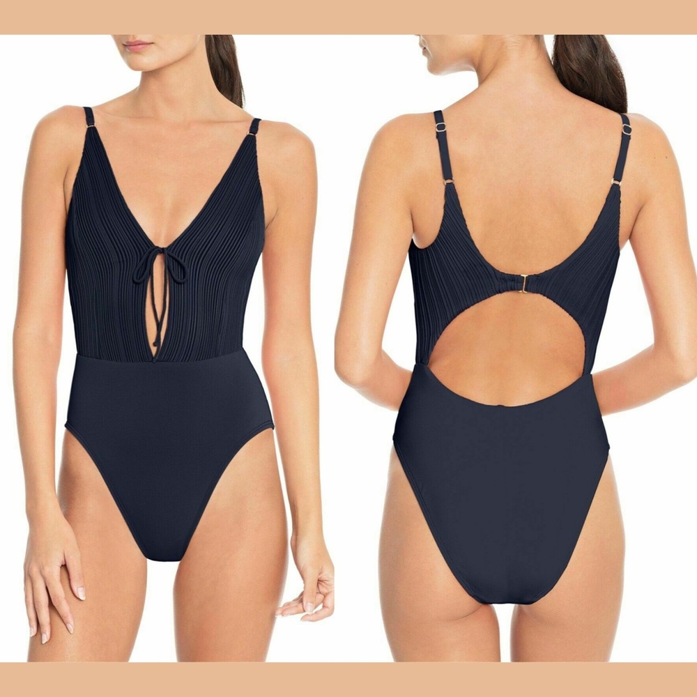 NEW Robin Piccone Tie Front One-Piece Swimsuit